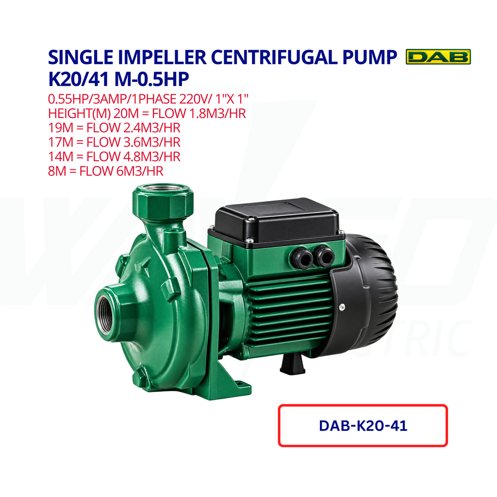 Single Impeller Centrifugal Pump - K20/41 M-0.5HP