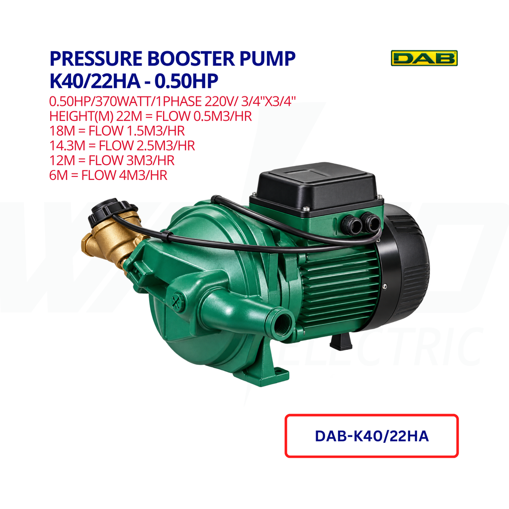 DAB K40/22HA – 0.5HP Automatic Home Water Pressure Booster Pump