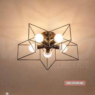 DEL Modern Geometric Ceiling Light – Black