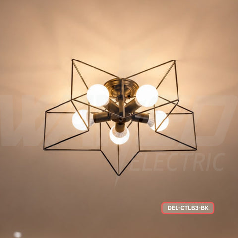 DEL Modern Geometric Ceiling Light – Black