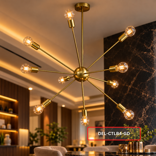 Modern Sputnik Chandelier – Gold Finish