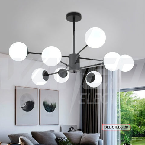 Modern Chandelier – 8 Lights (Gold & Black)