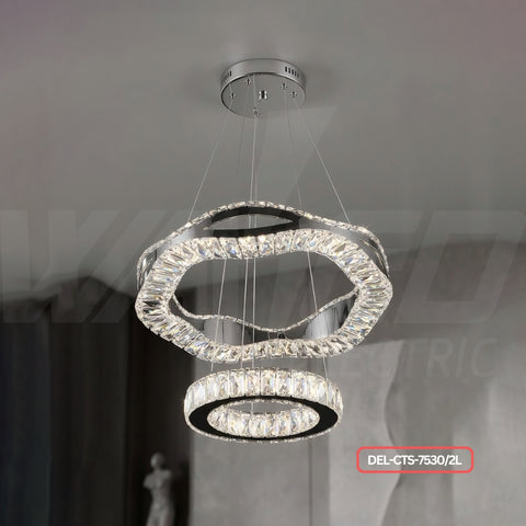 Luxury Crystal Ring Chandelier – 2-Tier LED Pendant