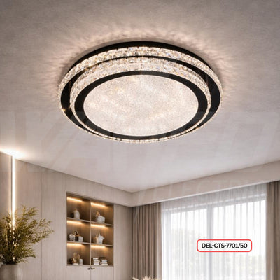 Modern LED Crystal Circle Ceiling Light – 2-Layers