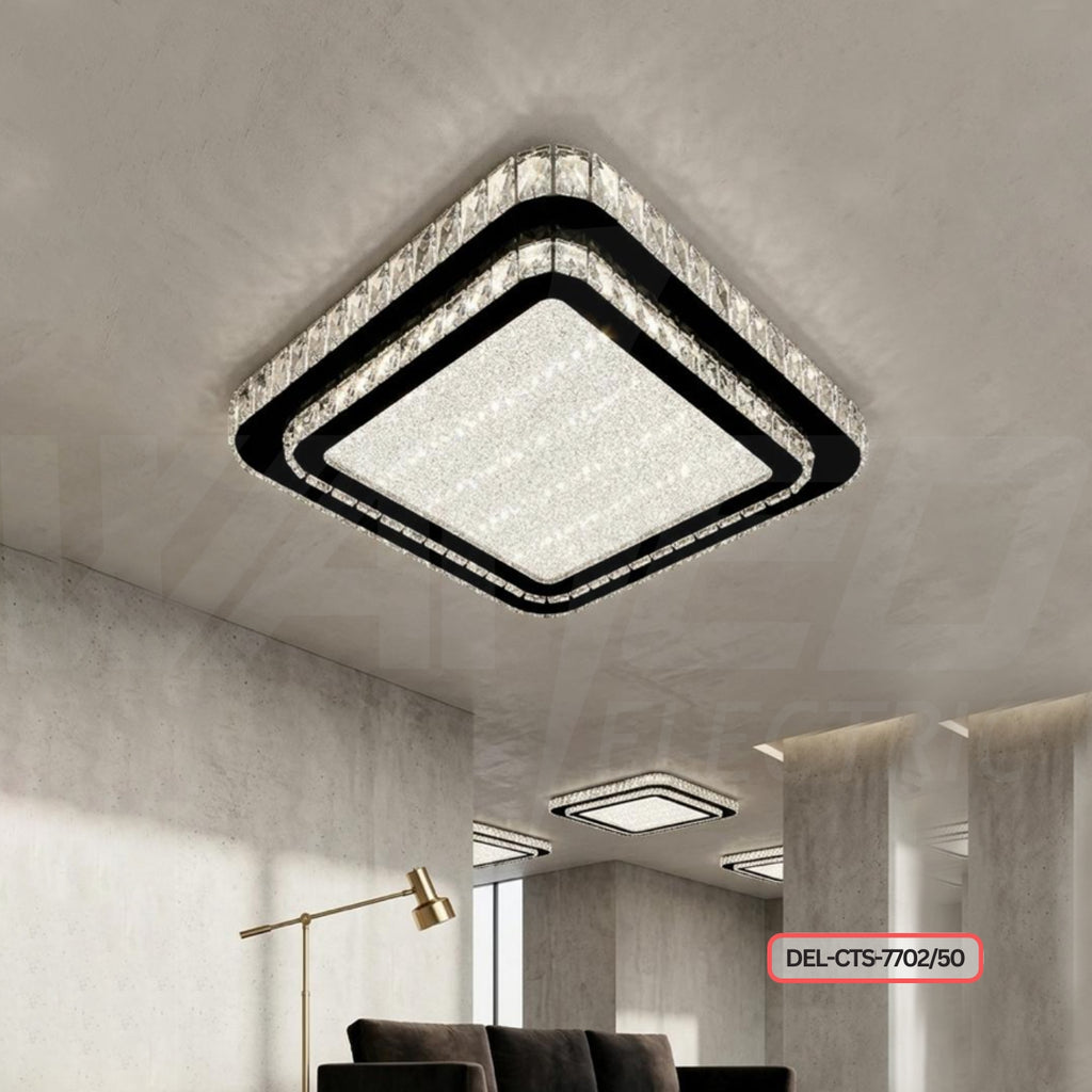 Modern LED Crystal Square Ceiling Light – 2-Layers