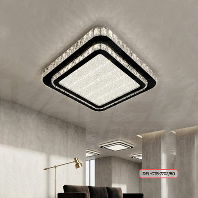 Modern LED Crystal Square Ceiling Light – 2-Layers
