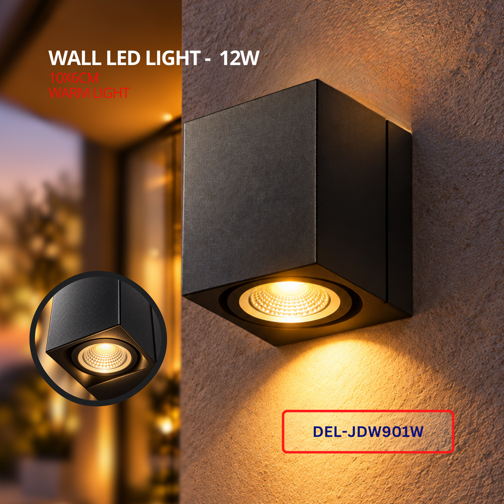 12W LED Wall Light – Warm Light | Black