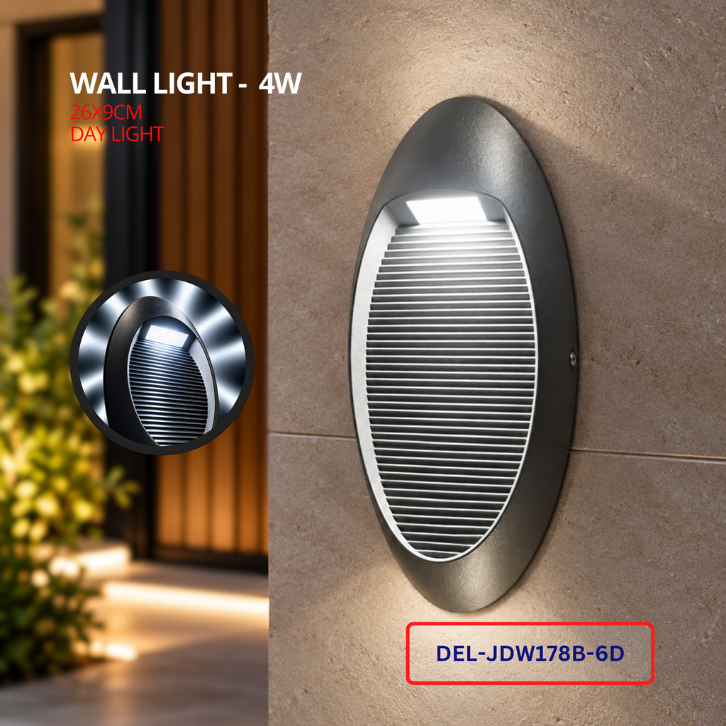 4W Oval Wall Light – Daylight | Dark Grey