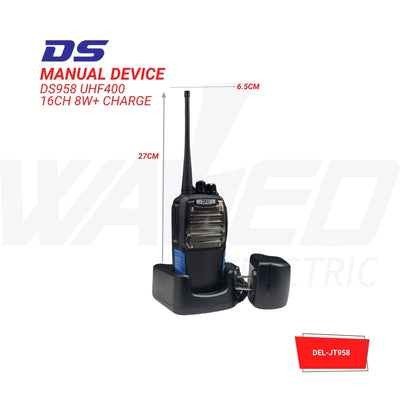 DS958 UHF400 Two-Way Radio – 16 Channels, 8W Power Output, with Charger