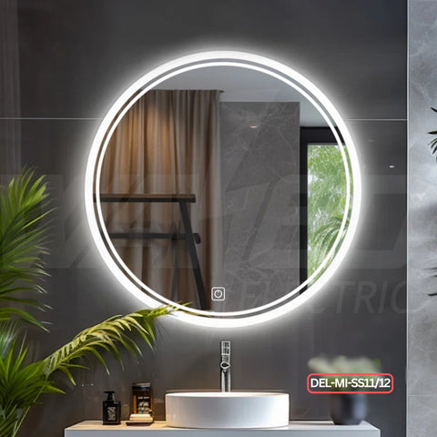 Round Led Mirror – 3 Color Light & Touch Sensor