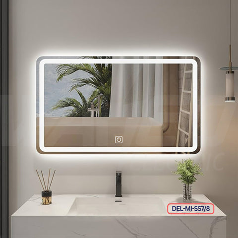 Horizontal Rectangle Led Mirror – 3 Color Light & Touch Sensor