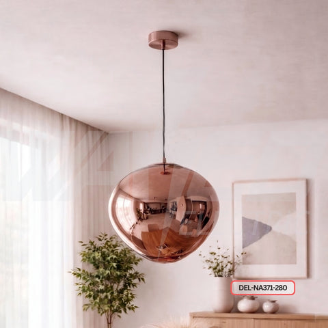 Modern Distorted Sphere Pendant Light – Rose Gold - Plastic
