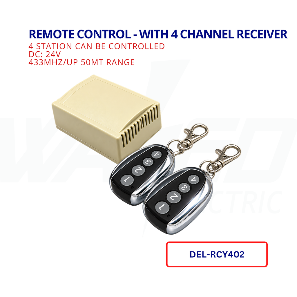 4-Channel Wireless Receiver with Two Remote Controls – 24V DC