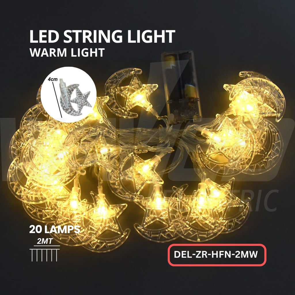 Crystal Moon & Star String Lights –  20 Lamps