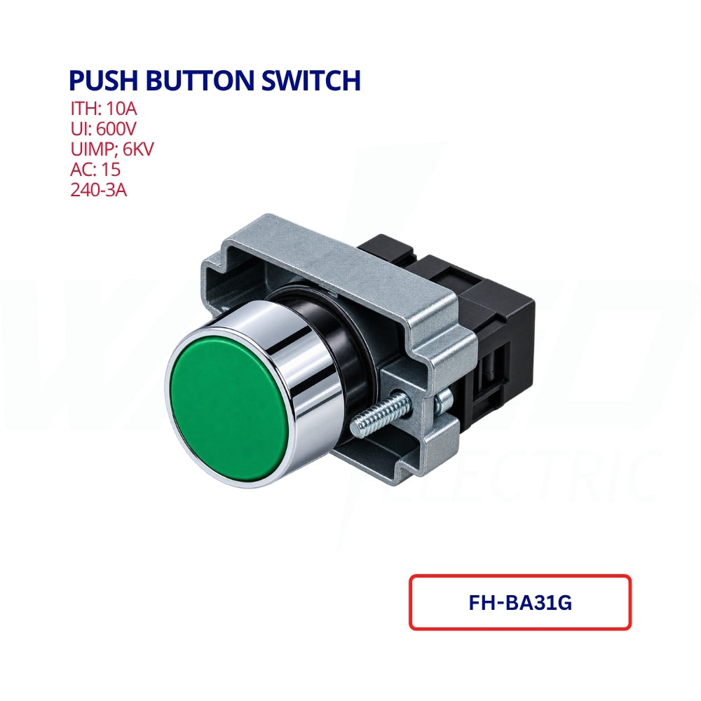 Push Button Switch - 10A - GREEN