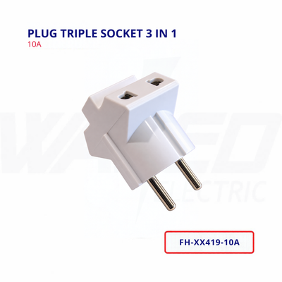 plug triple socket 3 in 1 - 10A
