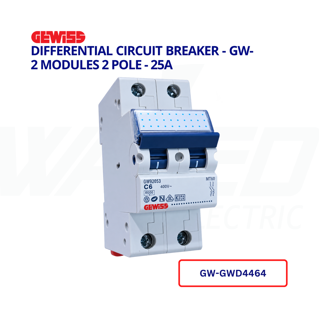 Differential Circuit Breaker - GW- 2 Modules 2 Pole - 25A