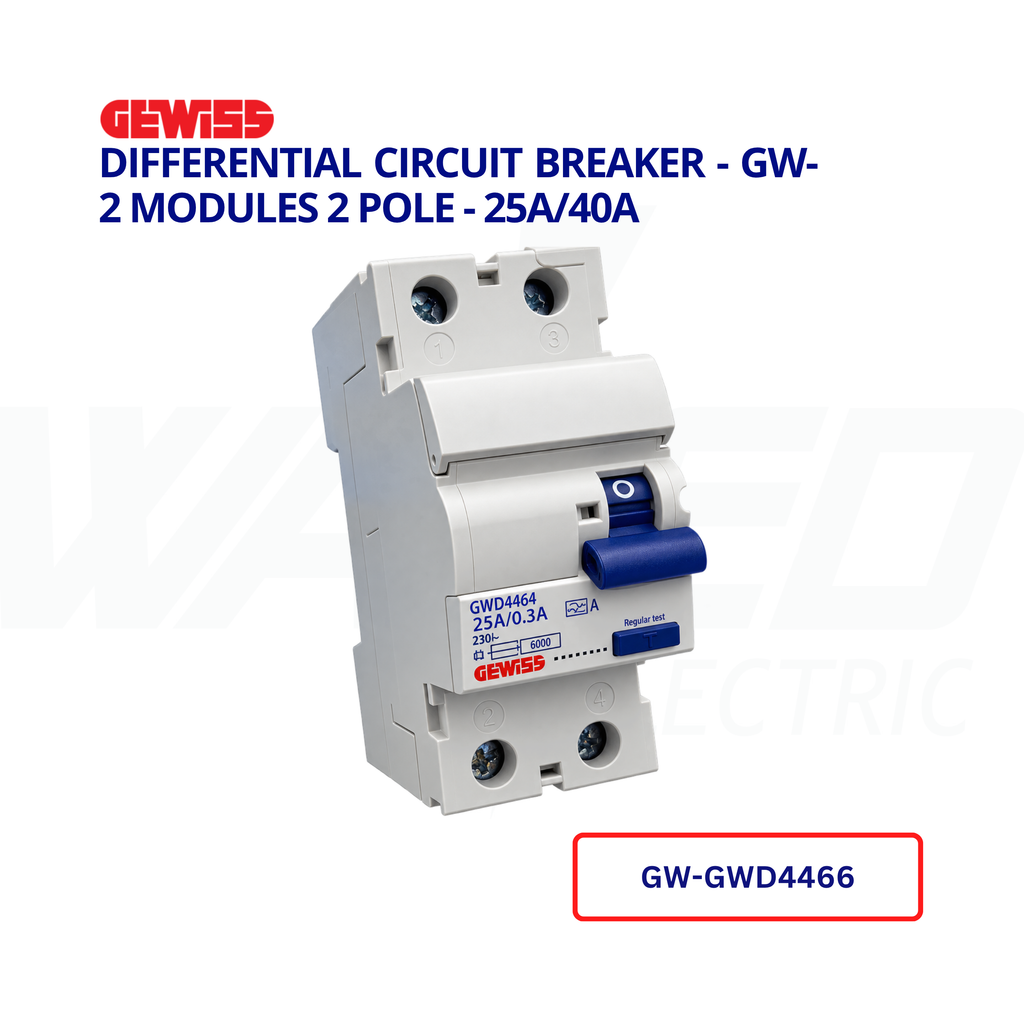 Differential Circuit Breaker - GW- 2 Modules 2 Pole - 25A/40A