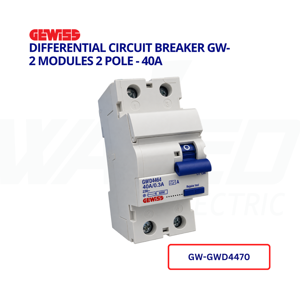 Differential Circuit Breaker GW- 2 Modules 2 Pole - 40A