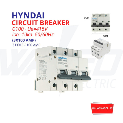 Circuit Breaker - 3 POLES - 100A - Hyundai