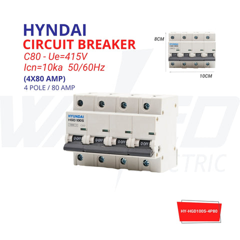 Circuit Breaker - 4 POLES - 80A - Hyundai
