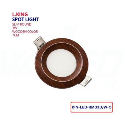 Spot Light - Slim Round - 3w - Wooden - L.KING