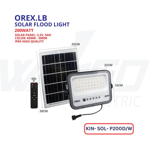 Solar Flood Light - 200w - OREX.LB
