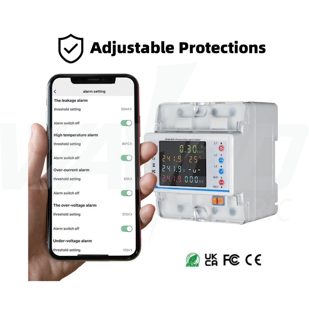 Potector File Wifi Smart - Energy Meter & Potector - 3P 100A – Waked Electric