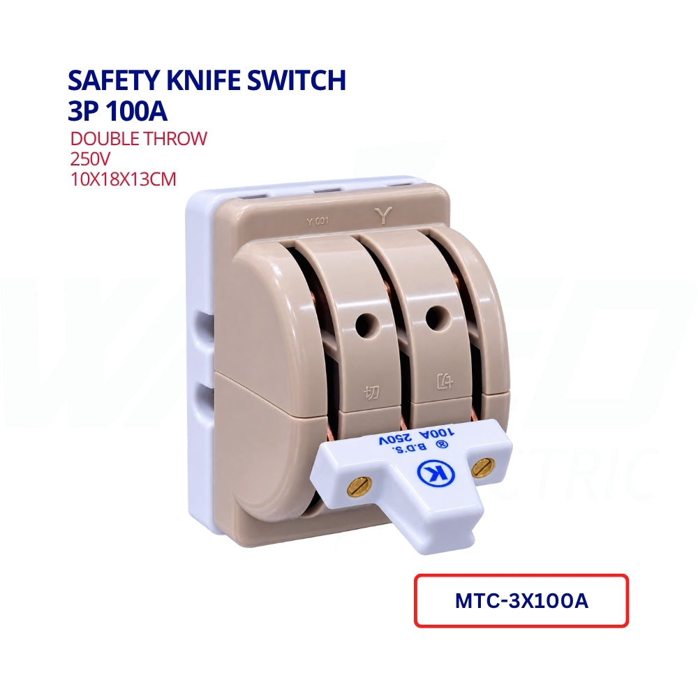 Safety Knife Switch - 250V - 3P 100A
