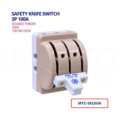 Safety Knife Switch - 250V - 3P 100A