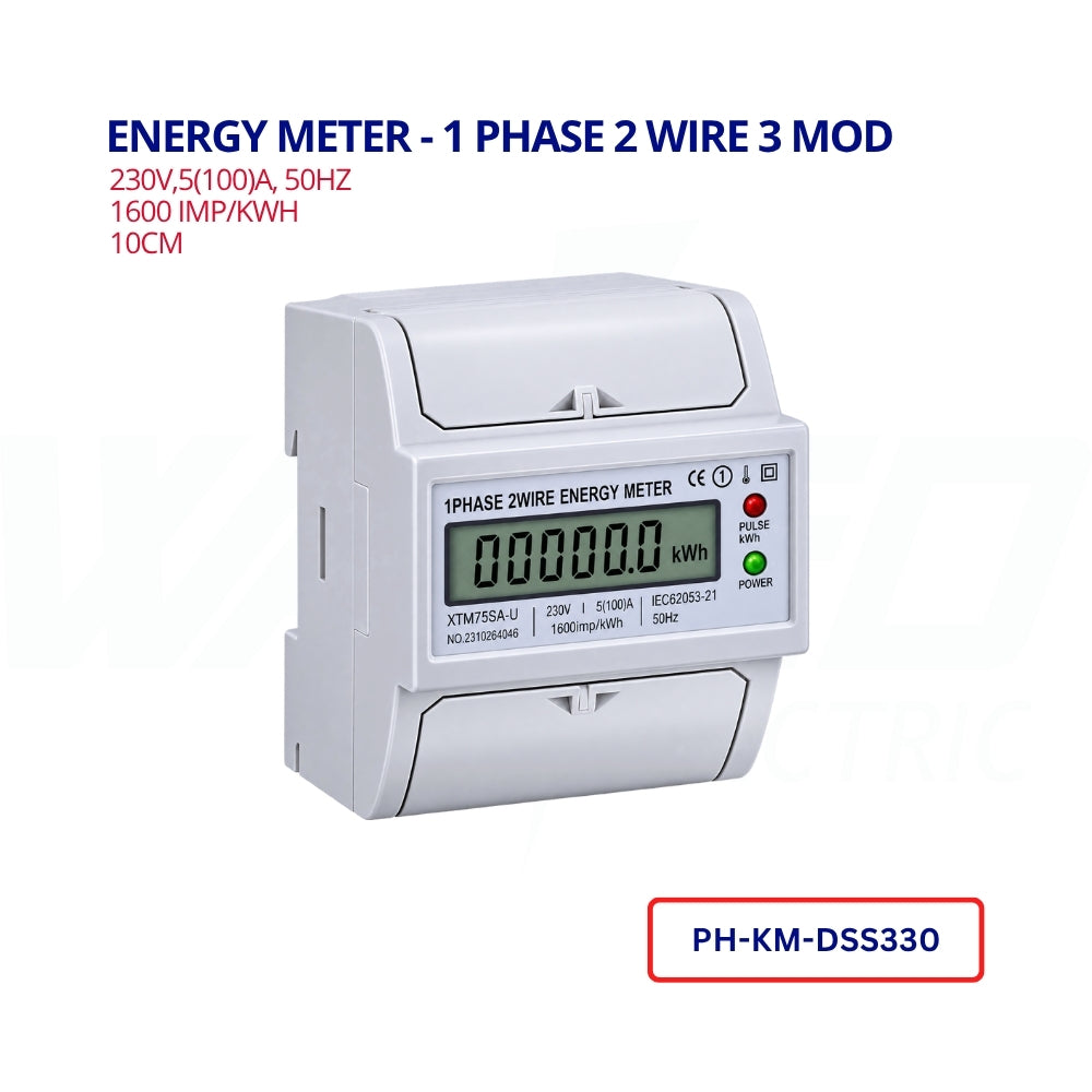 ENERGY METER - 1 PHASE 2 WIRE 3 MOD