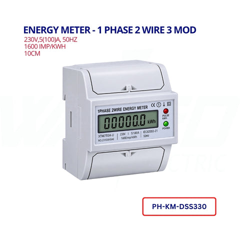 ENERGY METER - 1 PHASE 2 WIRE 3 MOD