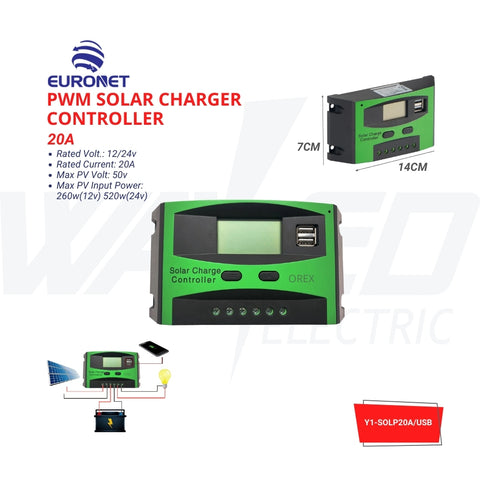 PWM Solar Charger Controller - 20A - EURONET
