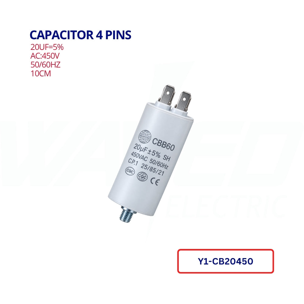 Capacitor 4 Pins - 20UF/450VAC-CBB60