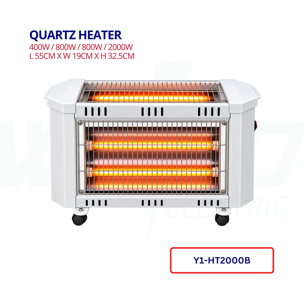 Electric Quartz Heater with Wheels – 2000W
