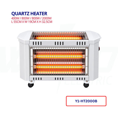 Electric Quartz Heater with Wheels – 2000W