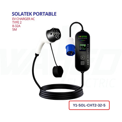 SOLATEK Portable EV Charger Type 2 32A | 5M Cable