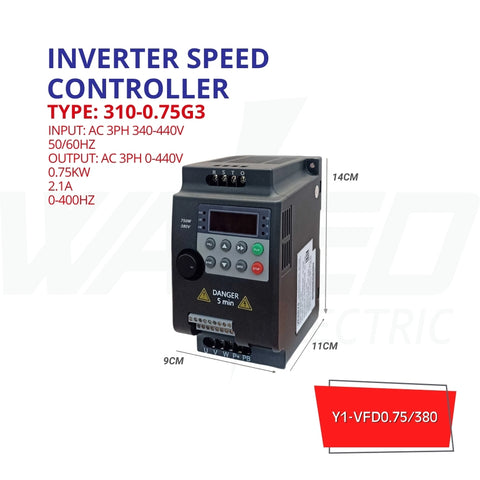 INVERTER SPEED CONTROLLER - 0.75KW 380V