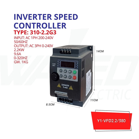 INVERTER SPEED CONTROLLER - 2.2KW 380V