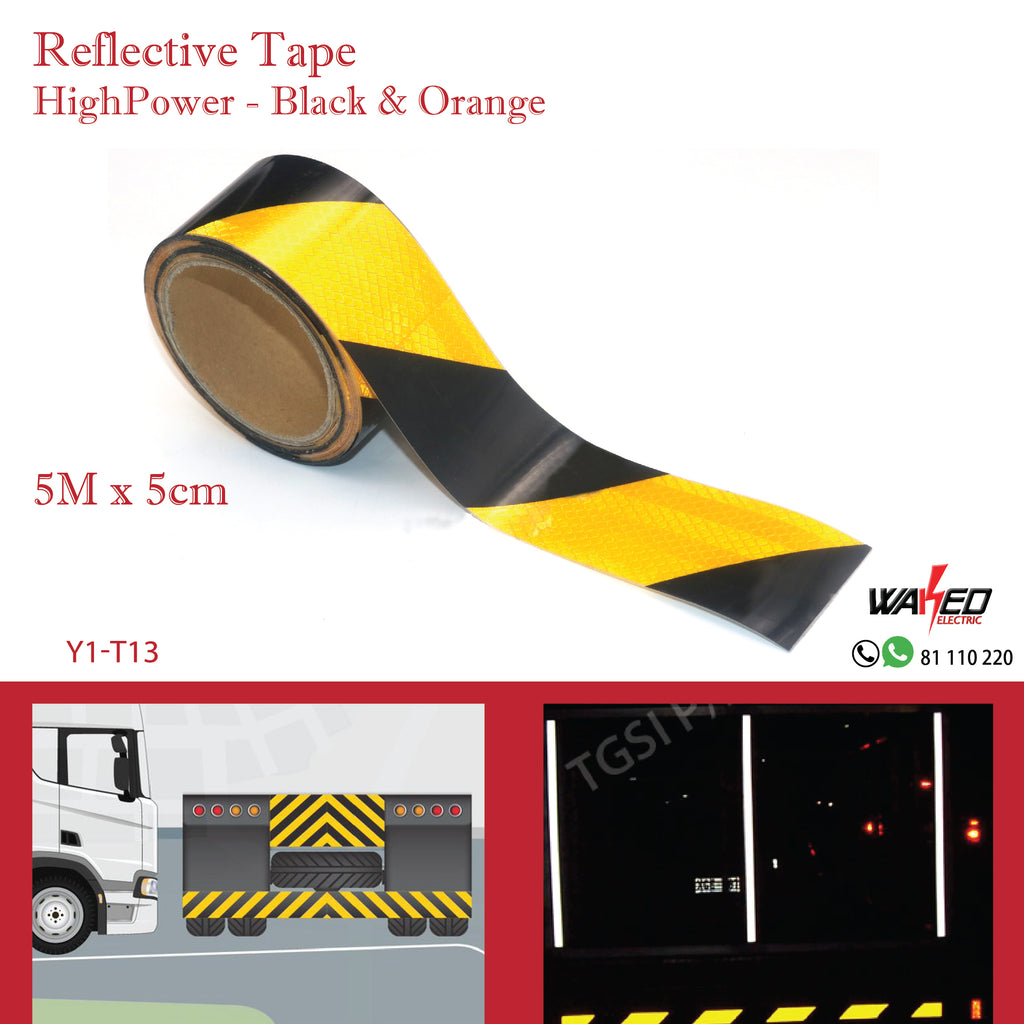 Reflective Tape - Balck-Yellow-5m