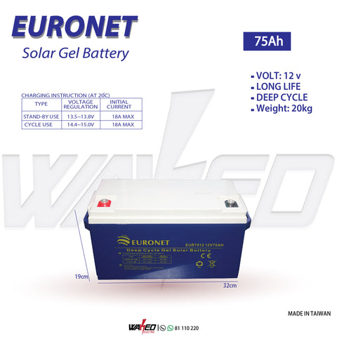 Solar Gel Battery - 75AH - EURONET