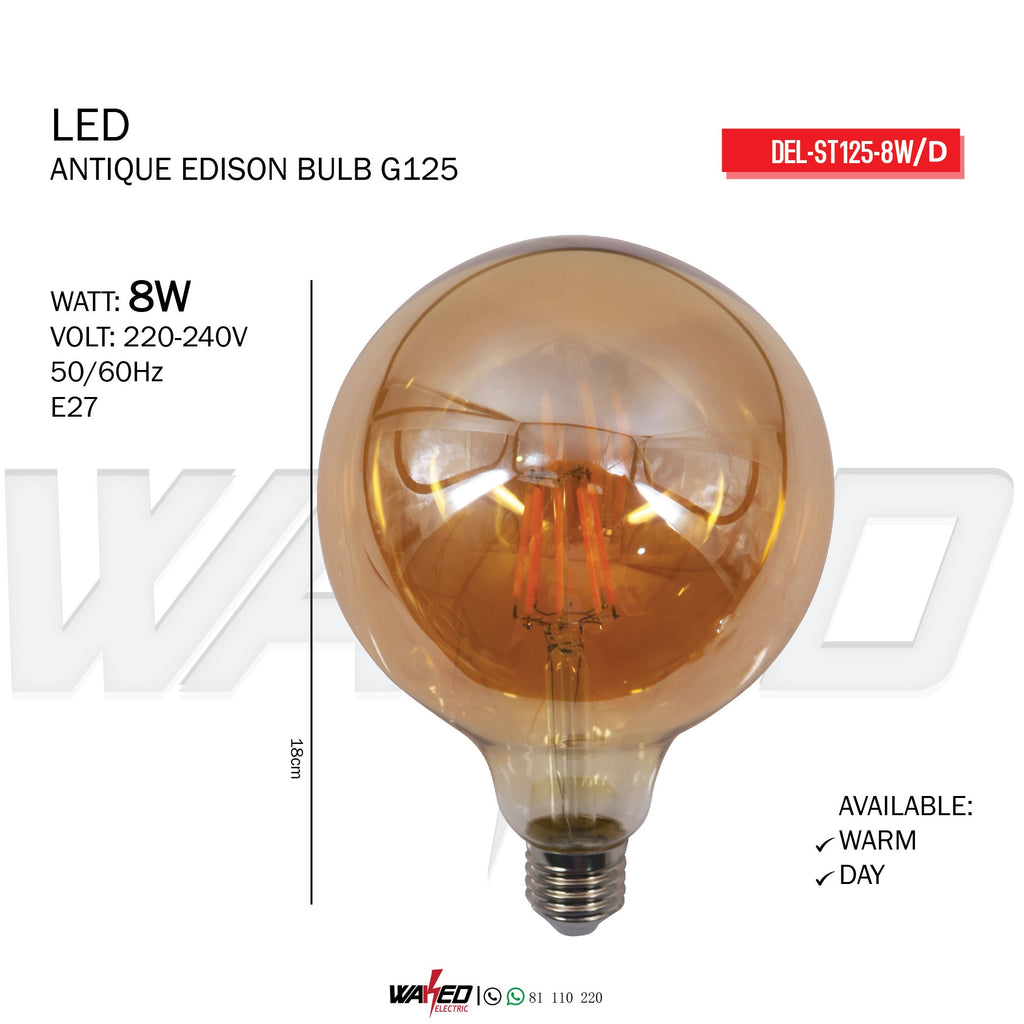 LED Antique Edison Bulb G125 - 8W