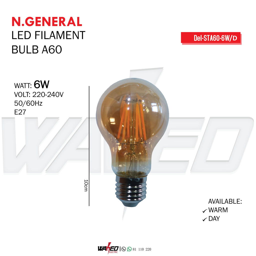 LED FILAMENT BULB - A60 - 6W