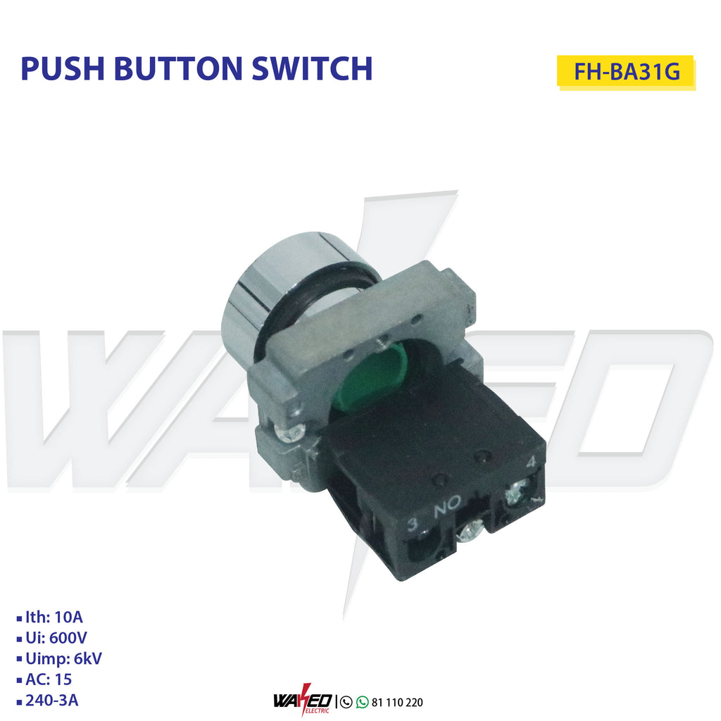 Push Button Switch - 10A - GREEN