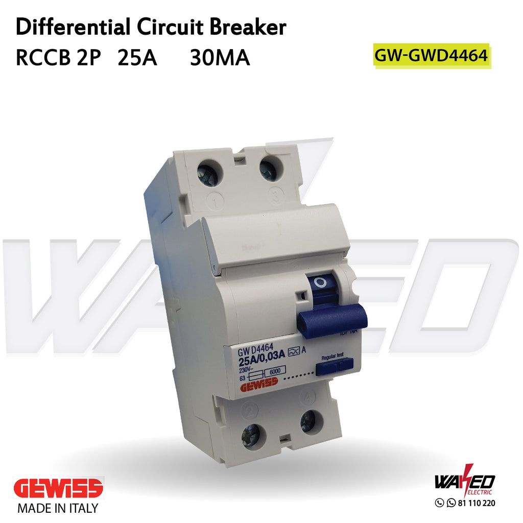 Differential Circuit Breaker - GW- 2 Modules 2 Pole - 25A