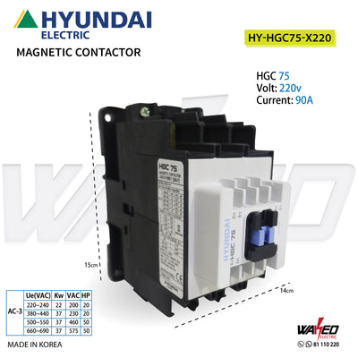 Magnetic Contactor - 90A/HGC75 - Hyundai