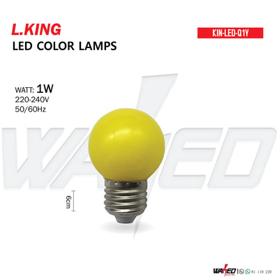 Led Color Lamp - 1w YELLOW - L.KING