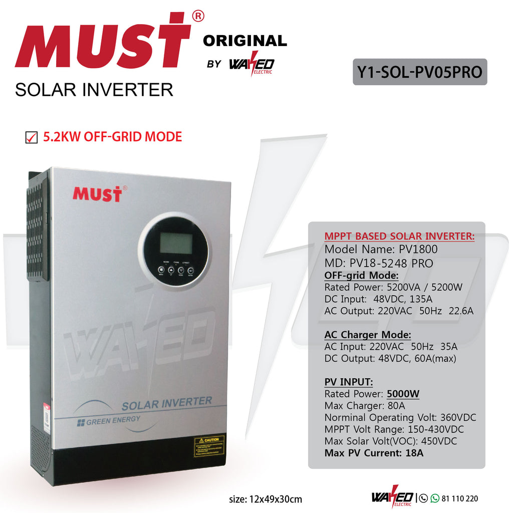 Solar Inverter- OFF Grid Hybrid - MUST 5.2KVA