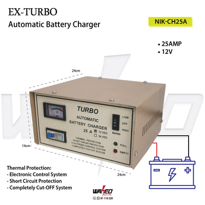Automatic Battery Charger  - 25Amp - 12V - EX-Turbo
