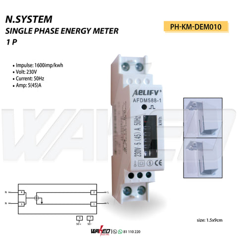 Single Phase KWH Meter - 1 Module -40A